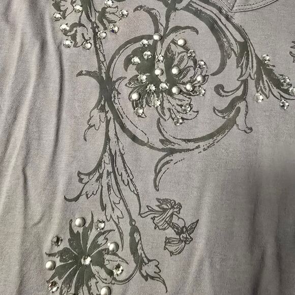 Asasa Ladies Long Sleeve Embroidered and Embellished T shirt‎ sz XL EUC like new - Picture 8 of 10